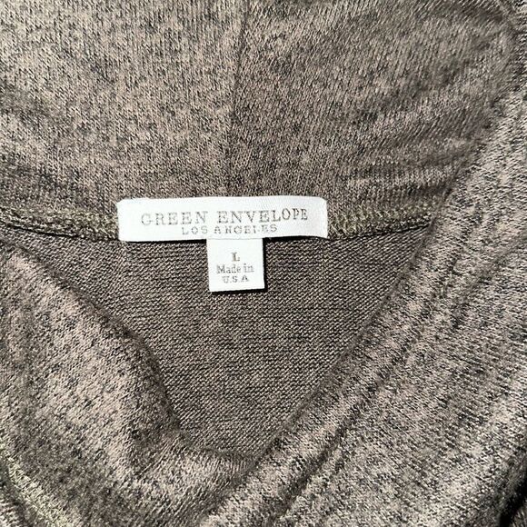 Green Envelope L Heather Green Knit Funnel Neck Tie Oversized Pullover - Picture 8 of 9